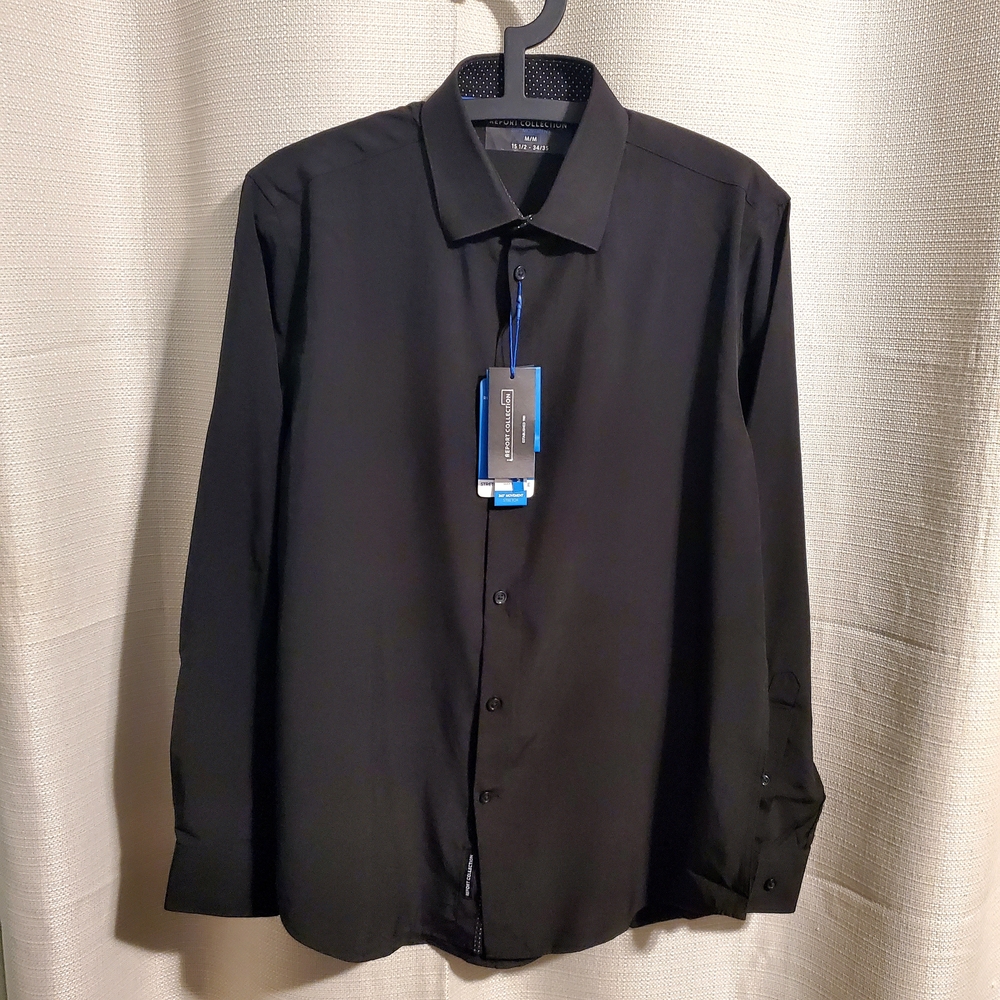 NWT Report Collection Men's Black Dress Shirt